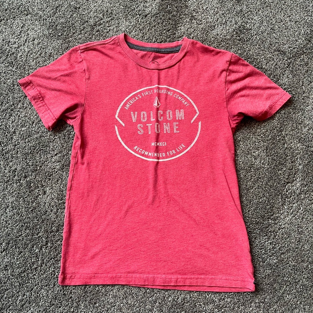 Volcom Youth Red Short Sleeve Tee with Graphic Design